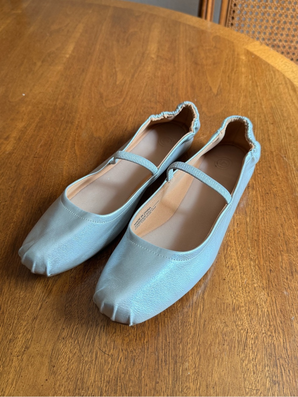 Urban Outfitters silver ballet flats with strap detail